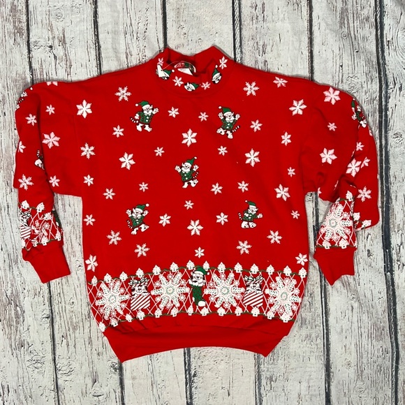 VTG Ugly Sweater Party Nutcracker Red Christmas Cat Sweatshirt 1980s - Picture 1 of 6